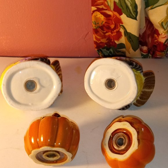 FALL SEASON THANKSGIVING COLORFUL SALT AND PEPPER SHAKERS TURKEY'S & PUMPKINS - Picture 7 of 7
